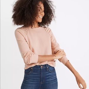 Madewell Pink Gathered Puff-Sleeve Sweatshirt